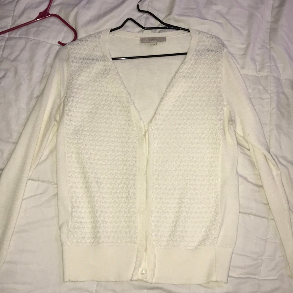 Ann Taylor loft white cardigan